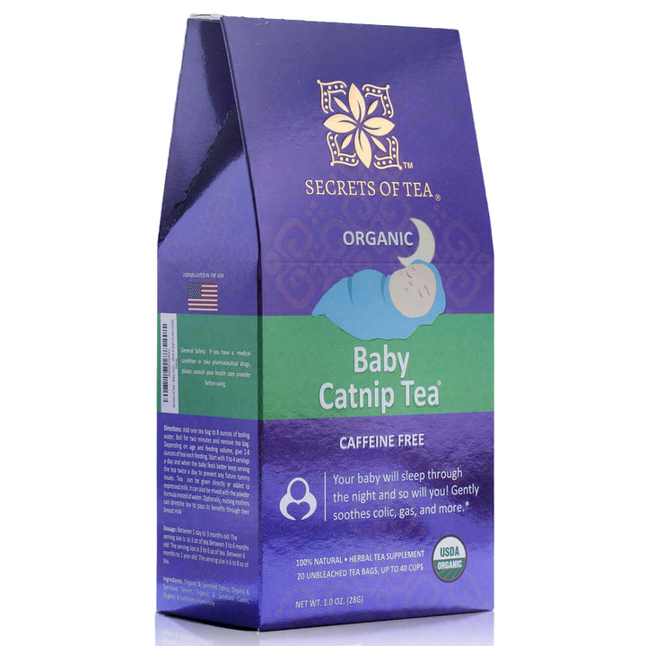 Organic Baby Catnip Tea box and teabag by Secrets Of Tea